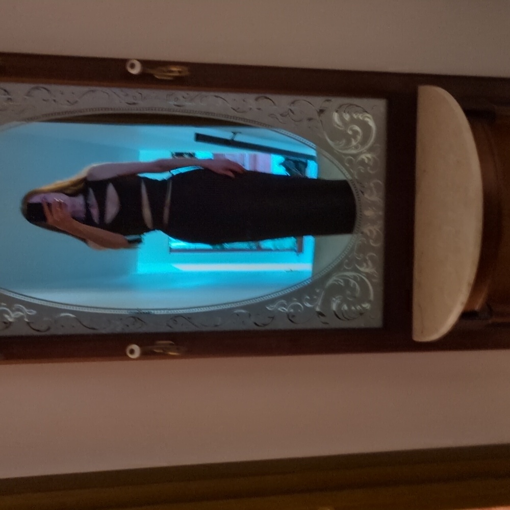 White Fox Chic Blackand Gold Metallic Cut-Out Dress